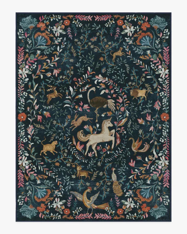 Iris Apfel Protea Forest Green Rug for Living Room