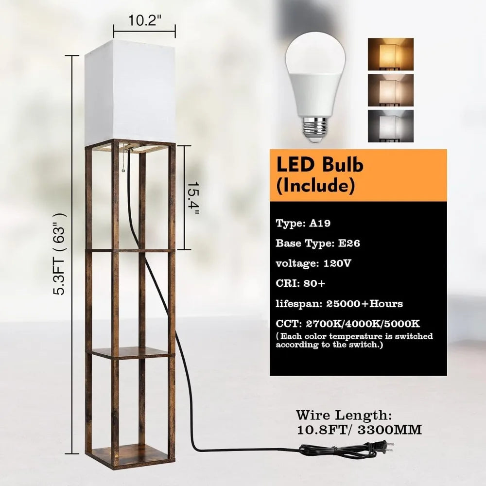 Modern Standing Shelf Light with 3 CCT LED Bulbs