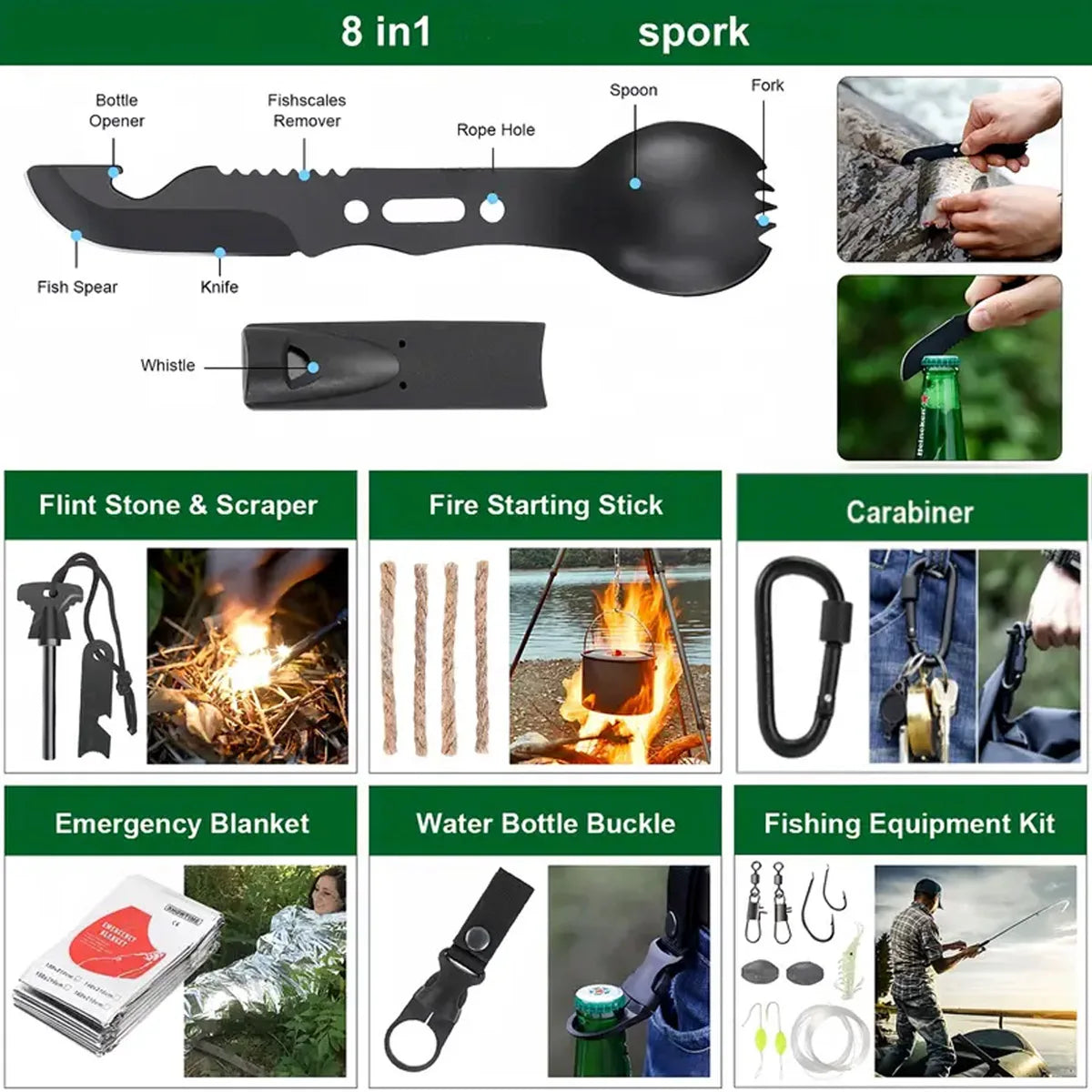 Outdoor Supplies Camping Emergency 
Equipment Camping Survival Tool Set Multifunctional 
 Supplies First Aid Kits