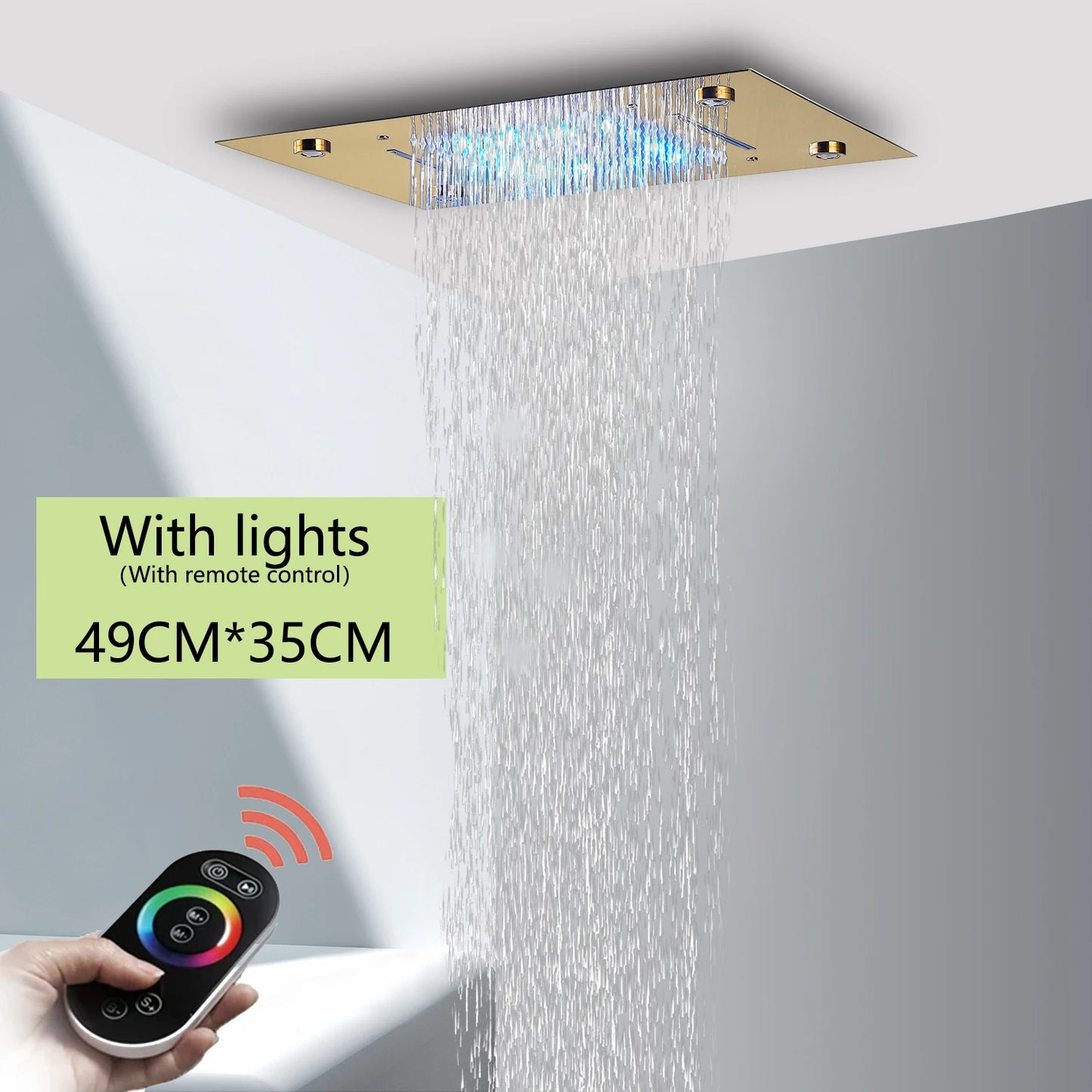 Brushed Ceiling Shower Head with LED Lights