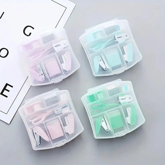 Makaron Mini School Supply Kits Mini Office Supply Kits, 
Includes Mini Stapler, Scissors, Staple Remover, Staples, Tape Dispenser