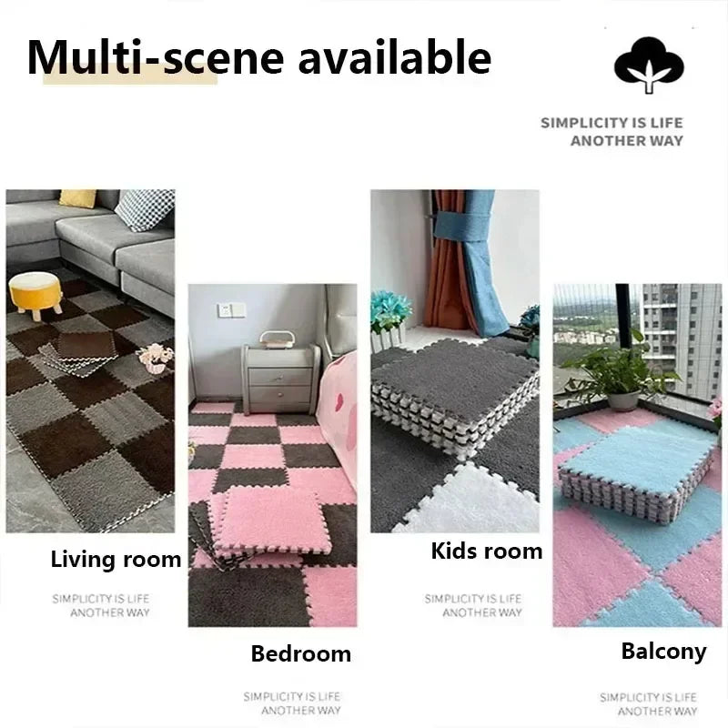 Plush Puzzle Foam Floor Mat, 30x30cm