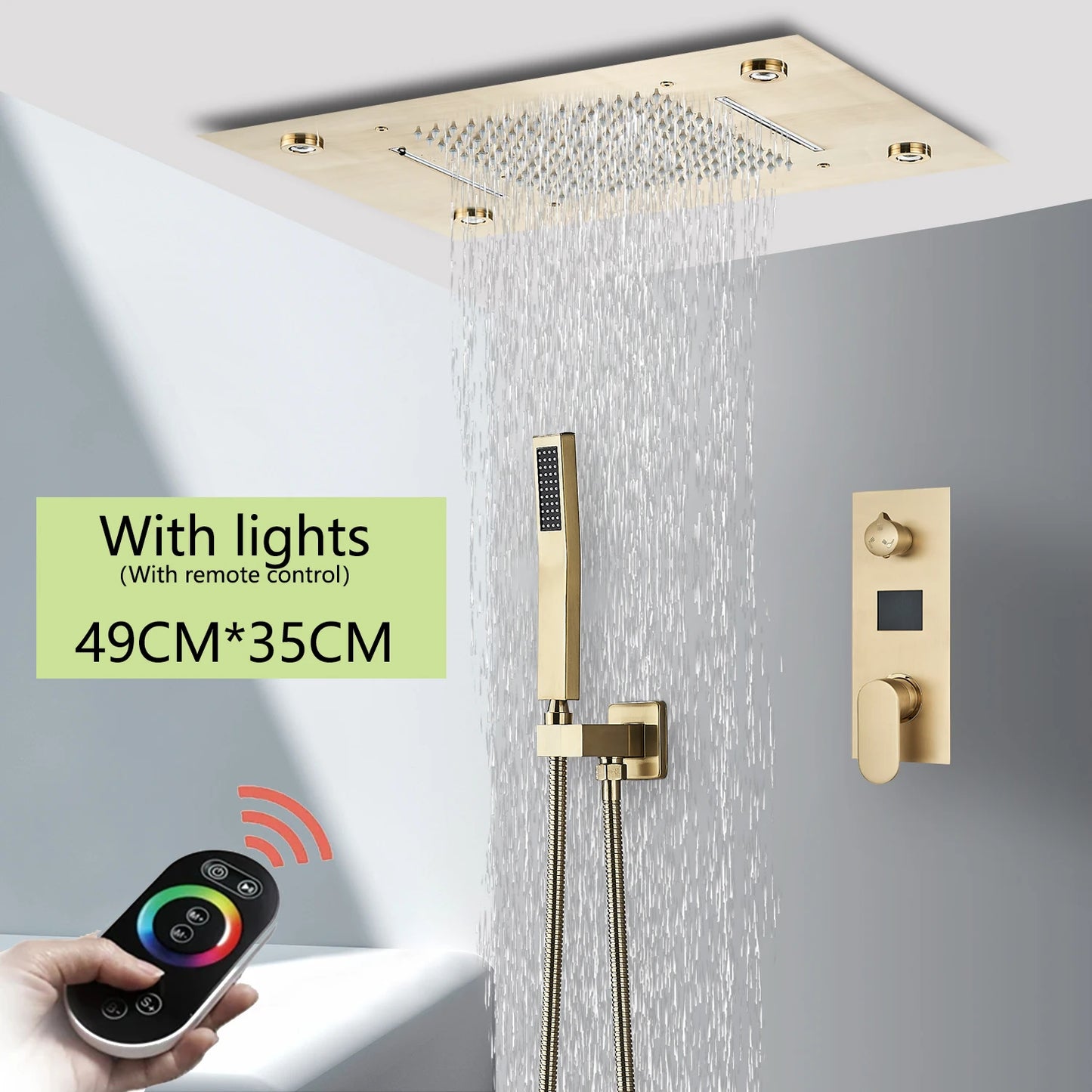 Brushed Ceiling Shower Head with LED Lights