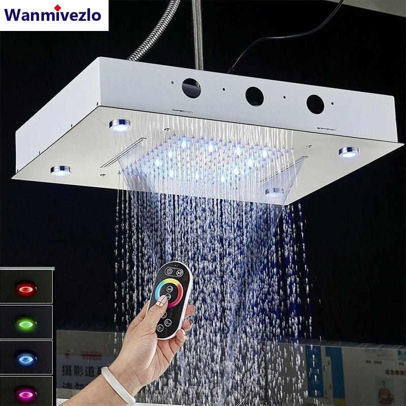 Brushed Ceiling Shower Head with LED Lights