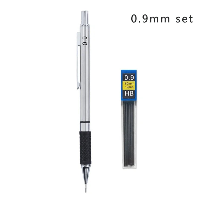 Metal Mechanical Pencil set with pencil grip 
Leads Art Drawing Student
 Office Supplies 0.5/0.7/0.9/2.0mm Automatic Pencil