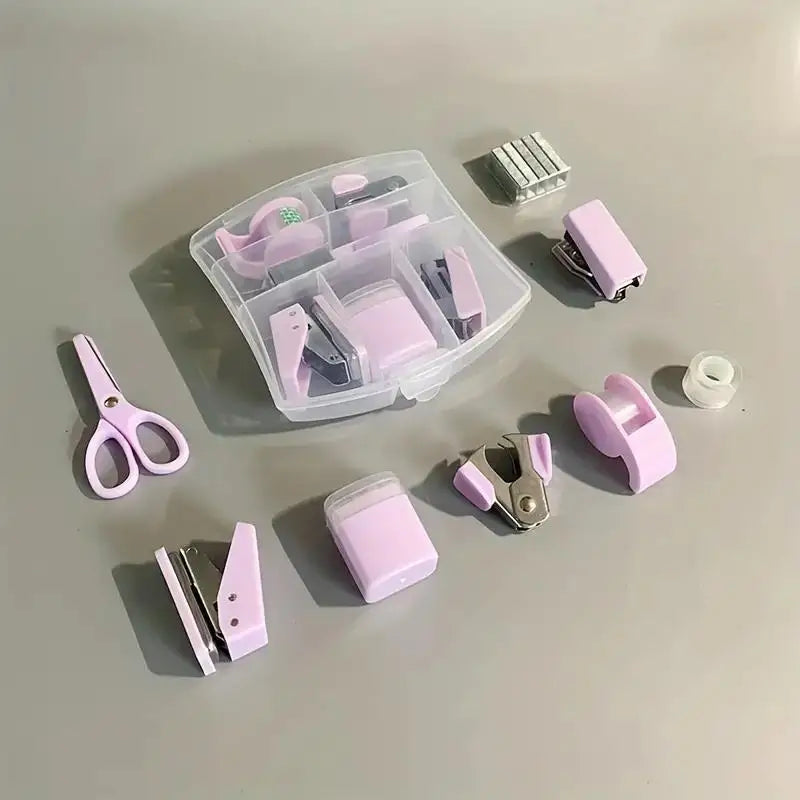 Makaron Mini School Supply Kits Mini Office Supply Kits, 
Includes Mini Stapler, Scissors, Staple Remover, Staples, Tape Dispenser