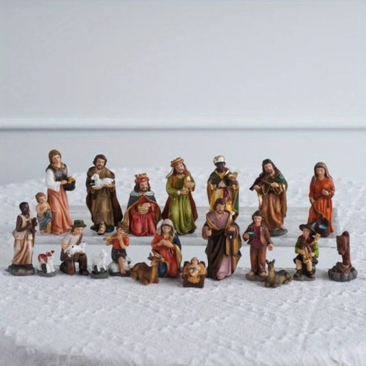 20pcs/ Set Christ Birth of Ornament Gifts Nativity Scene
Crafts Resin Christmas Manger Decoration Catholic Figurines