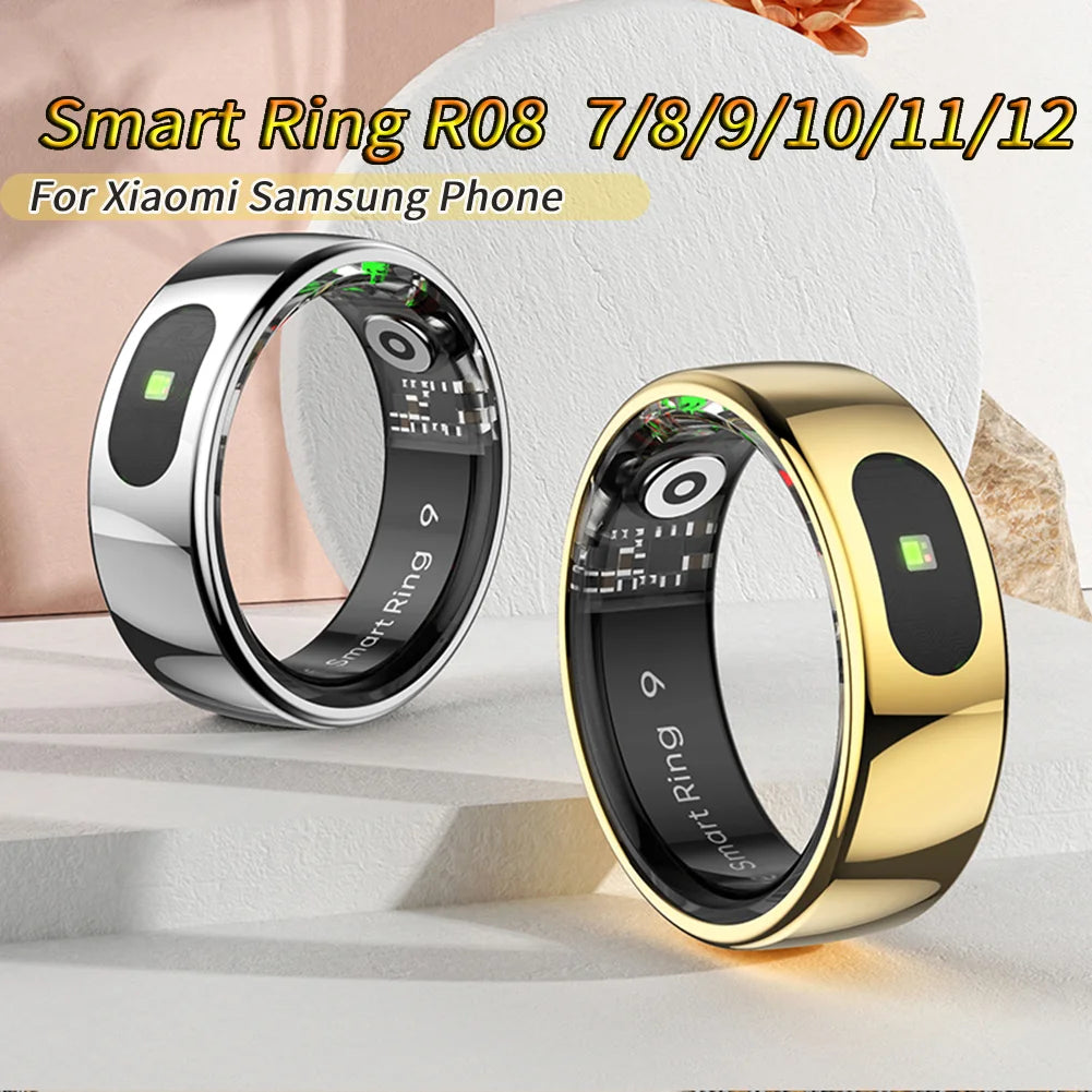 Smart Ring R08 Womens Men Electronic Smartring 5ATM Waterproof Blood Oxygen Pressure Health Monitor for Xiaomi Samsung Phone