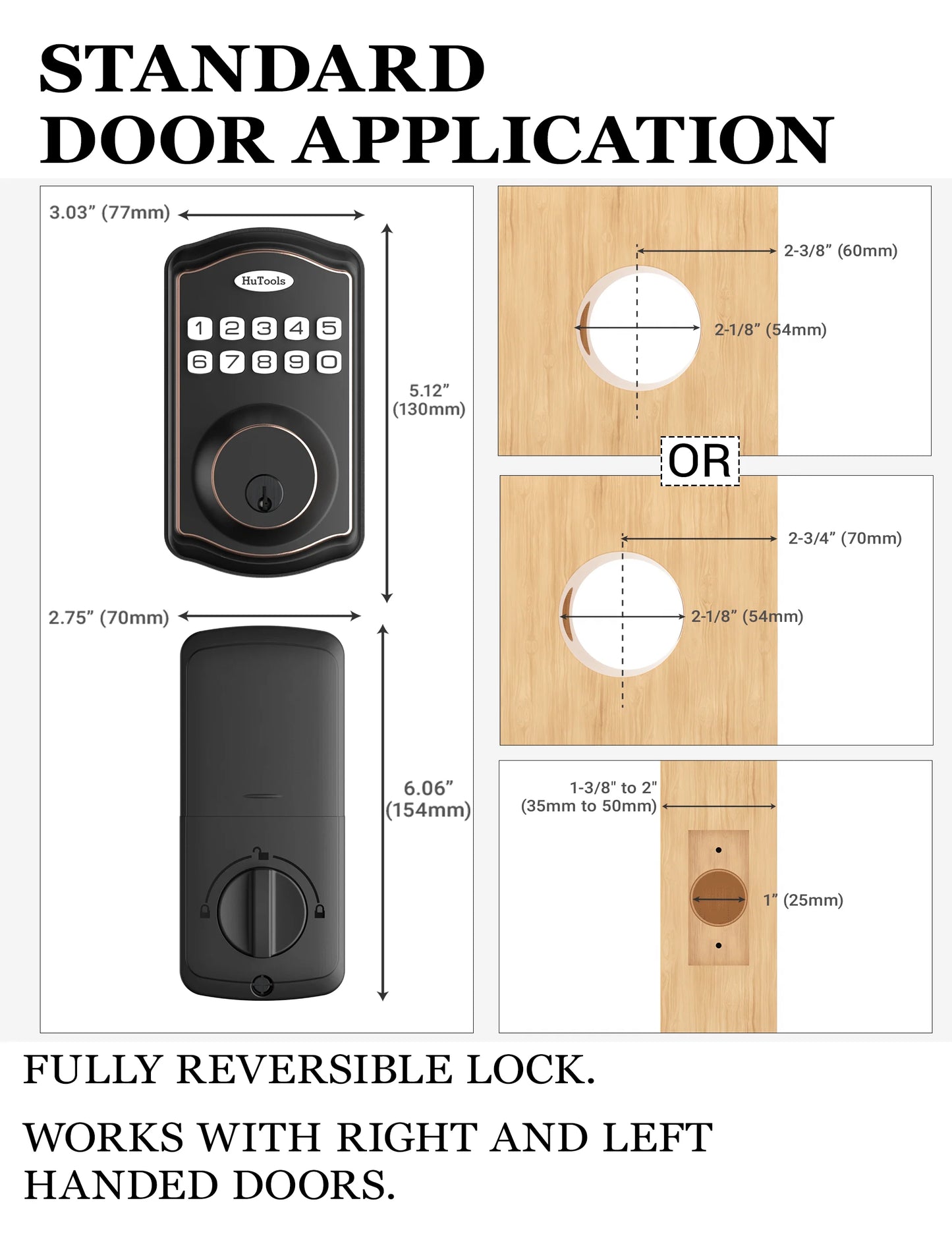 Keyless Entry Door Lock with Key Override