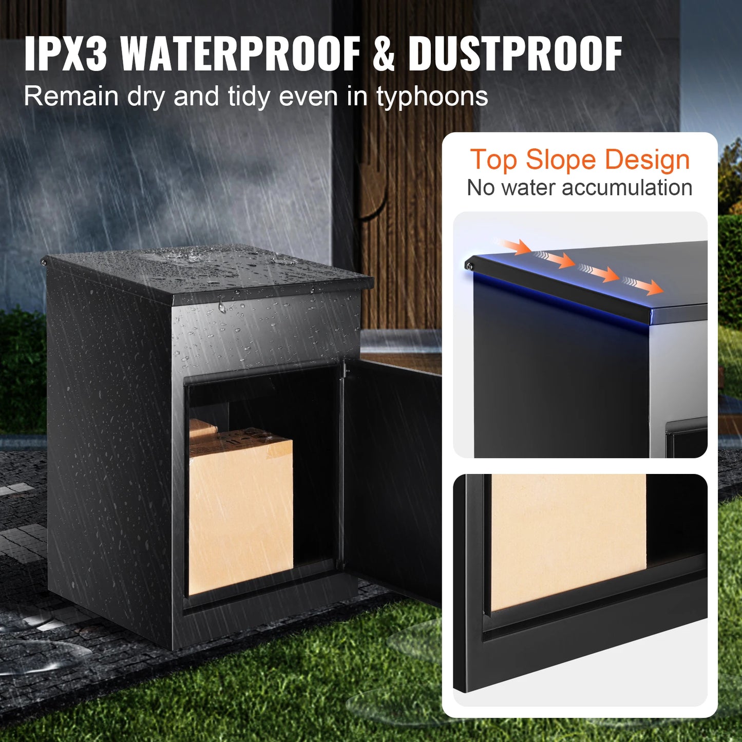 SucceBuy Wall Mounted Anti-theft Mailbox Waterproof Package Delivery Boxes for Outside Large Storage locking Mailbox for Home