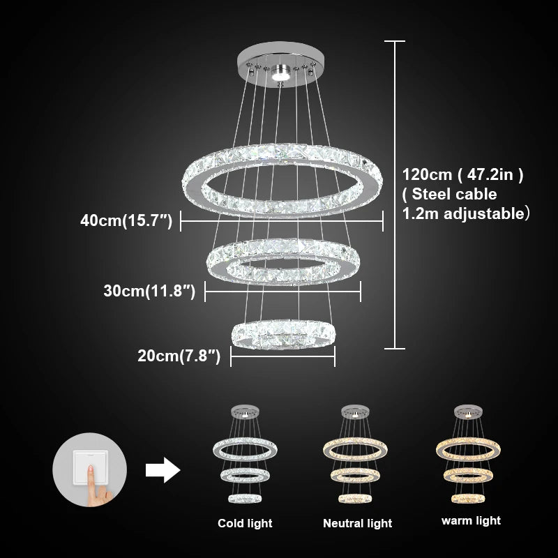 Modern Crystal Chandelier  Pendant Hanging Light Fixtures