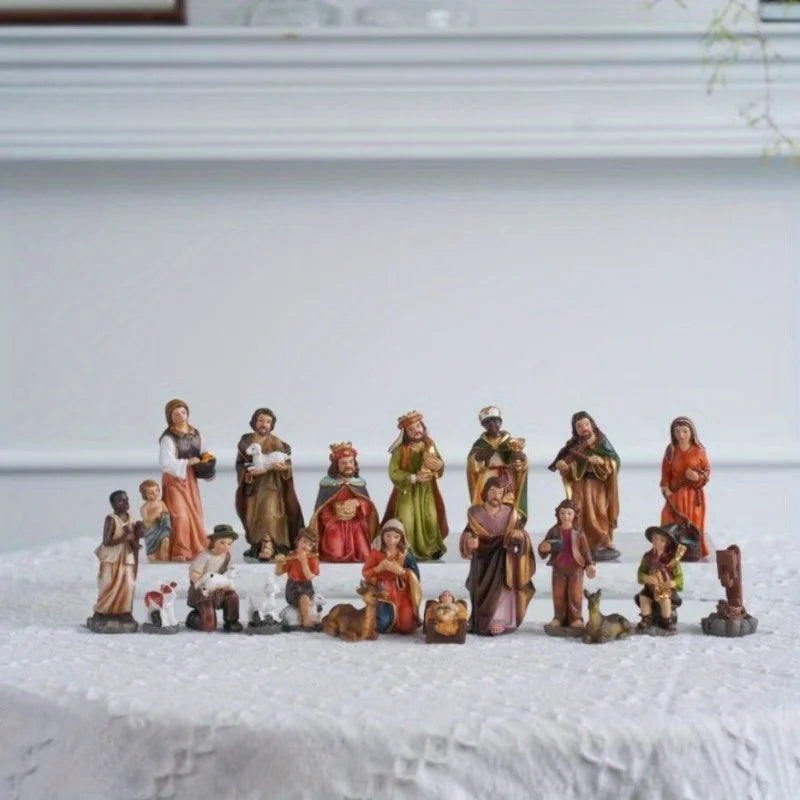 20pcs/ Set Christ Birth of Ornament Gifts Nativity Scene
Crafts Resin Christmas Manger Decoration Catholic Figurines