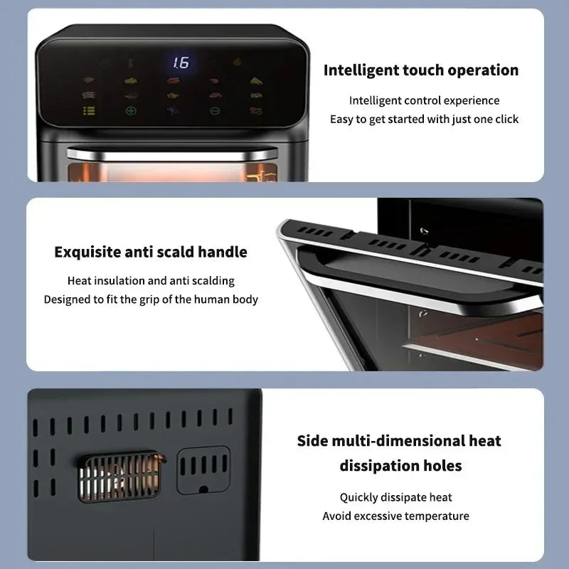 10L Electric Air Fryer Large Capacity
 Convection Oven,
 Deep Fryer Without Oil Kitchen 
360°Baking Viewable Window Home Appliance
