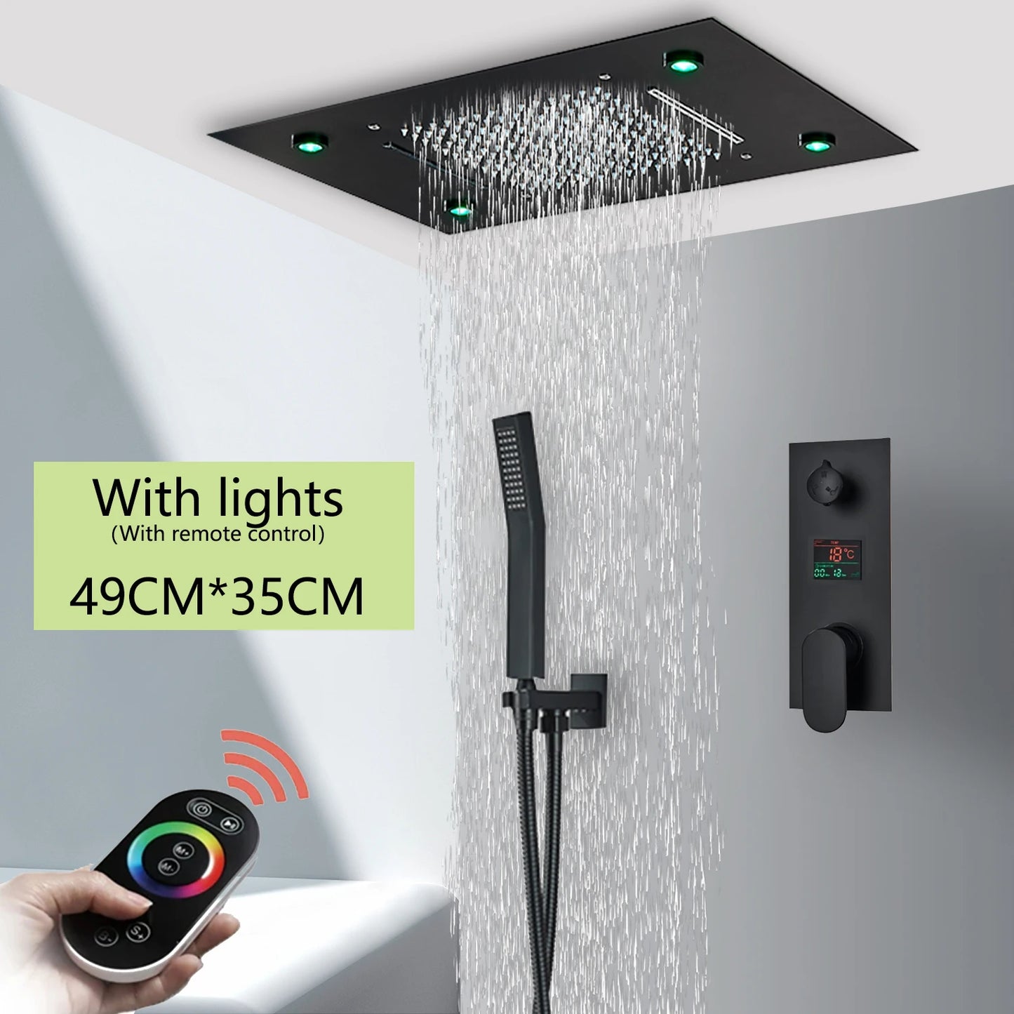 Brushed Ceiling Shower Head with LED Lights