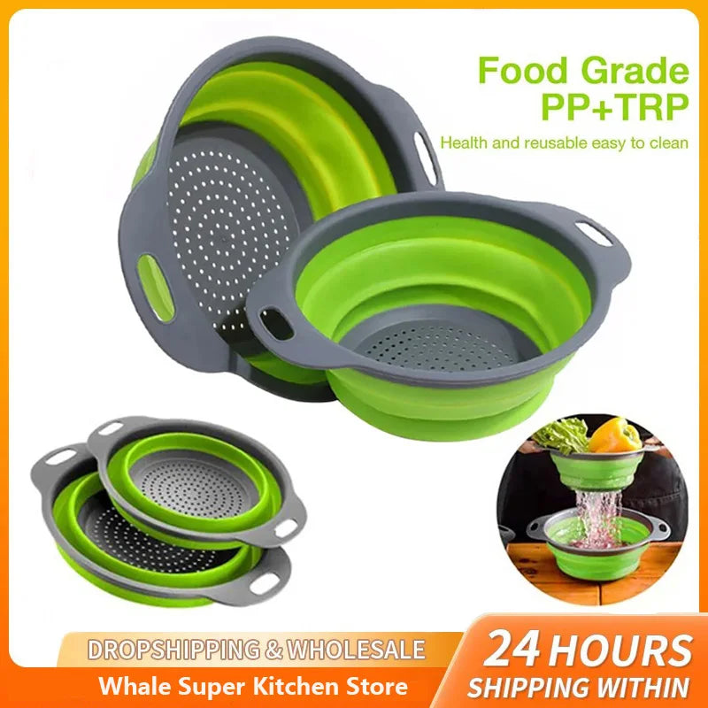 Silicone Folding Drain Basket
Fruit Vegetable Washing Basket 
Foldable Strainer Colander Collapsible Drainer
Kitchen Storage Tool