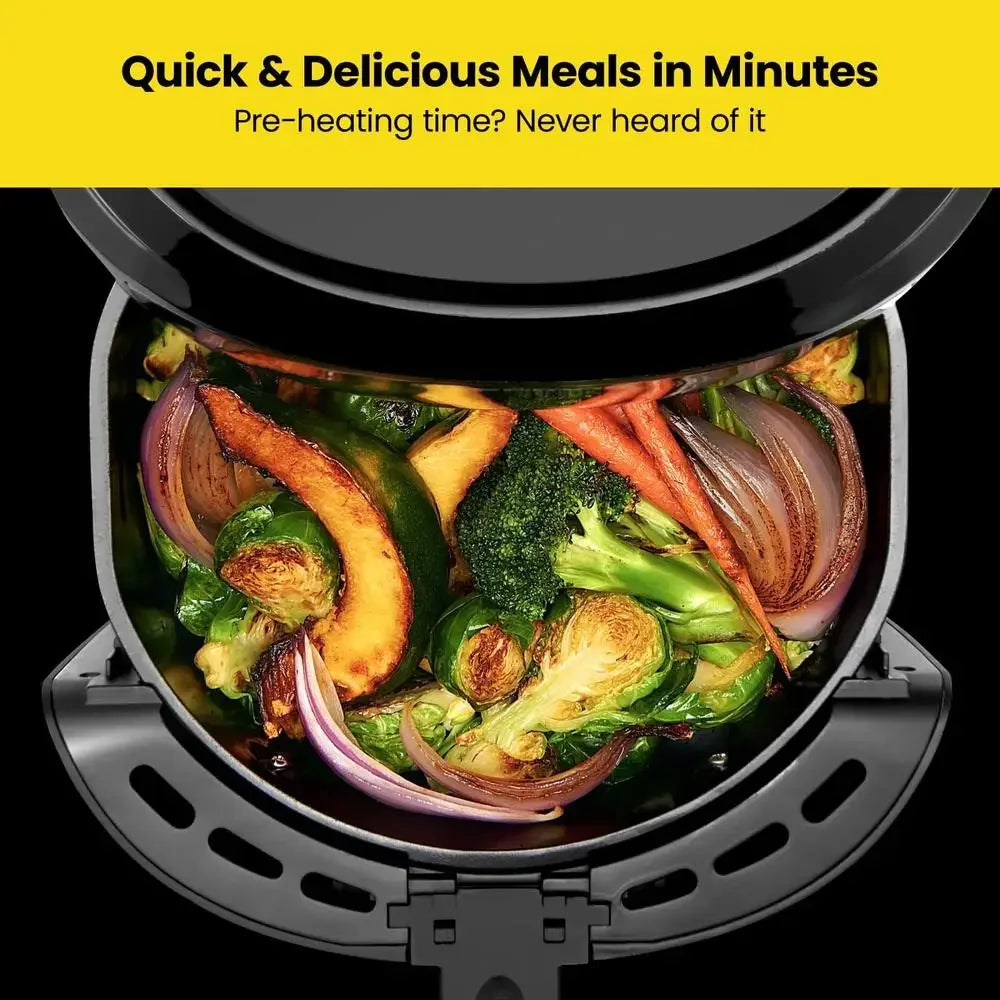 Digital Air Fryer 5 Qt One Touch Control Nonstick Presets French Fries Chicken Fish Meat LED Shake Reminder Automatic Shut-Off