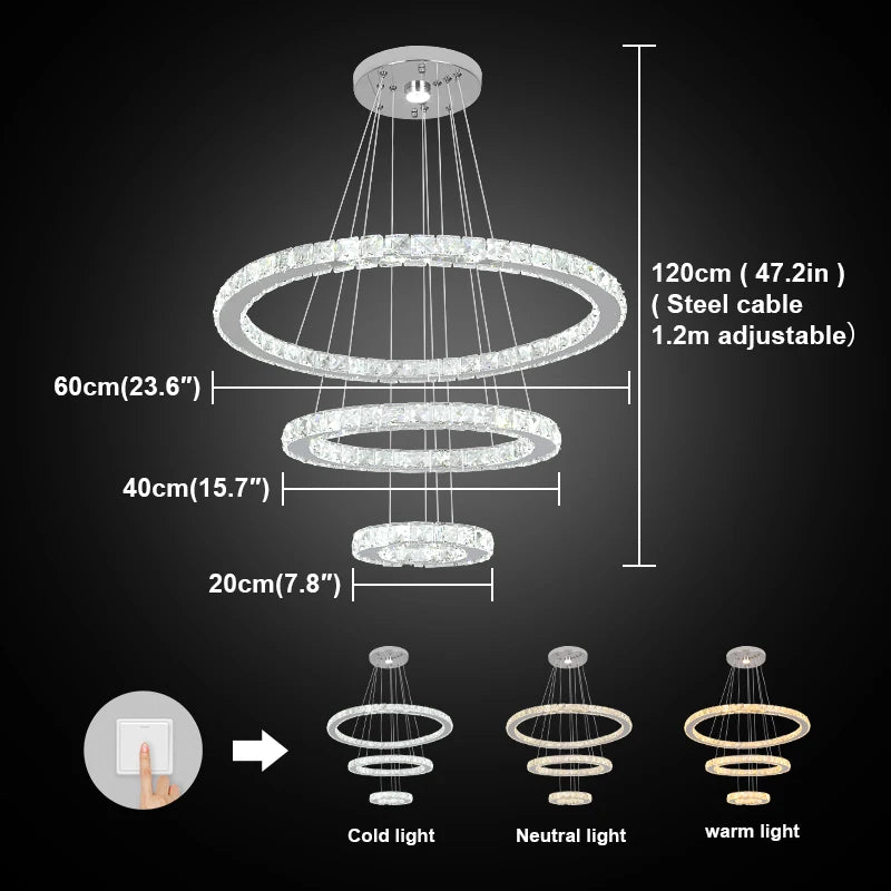 Modern Crystal Chandelier  Pendant Hanging Light Fixtures