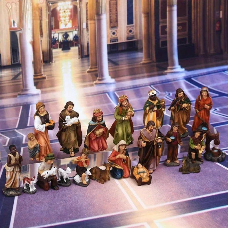 20pcs/ Set Christ Birth of Ornament Gifts Nativity Scene
Crafts Resin Christmas Manger Decoration Catholic Figurines