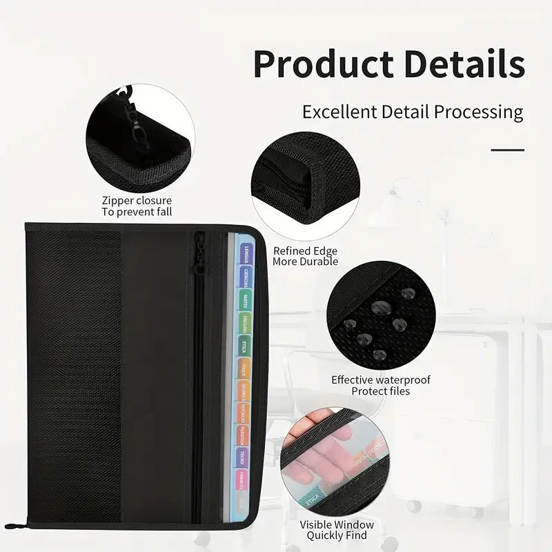 Accordion File Organizer with Safe Zipper,
 13 Pocket Expanding File Folder with Front Pencil Pouch, 
 School Office Supplies