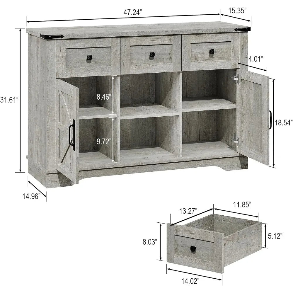 Farmhouse Buffet Cabinet with Storage,