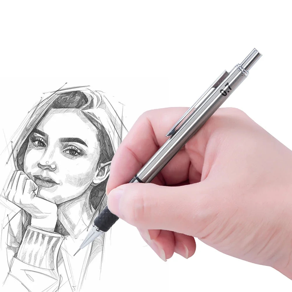 Metal Mechanical Pencil set with pencil grip 
Leads Art Drawing Student
 Office Supplies 0.5/0.7/0.9/2.0mm Automatic Pencil
