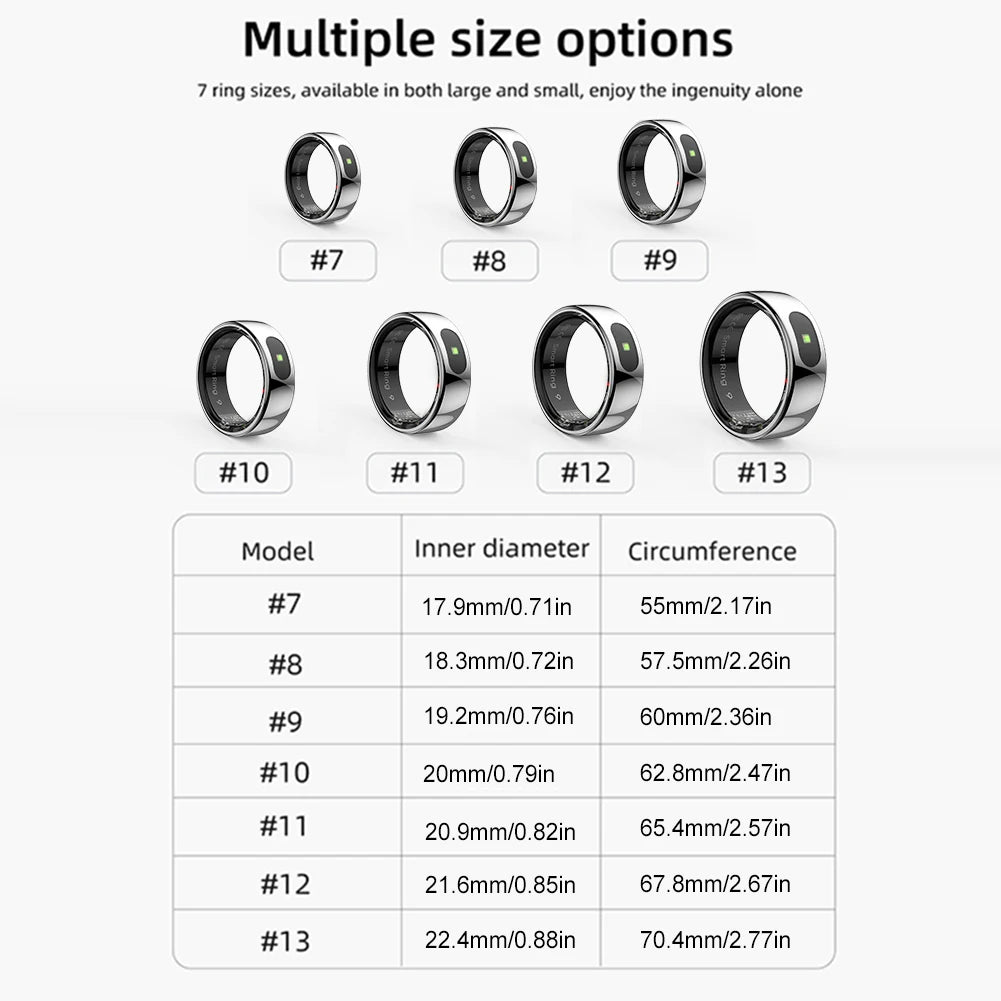 Smart Ring R08 Womens Men Electronic Smartring 5ATM Waterproof Blood Oxygen Pressure Health Monitor for Xiaomi Samsung Phone