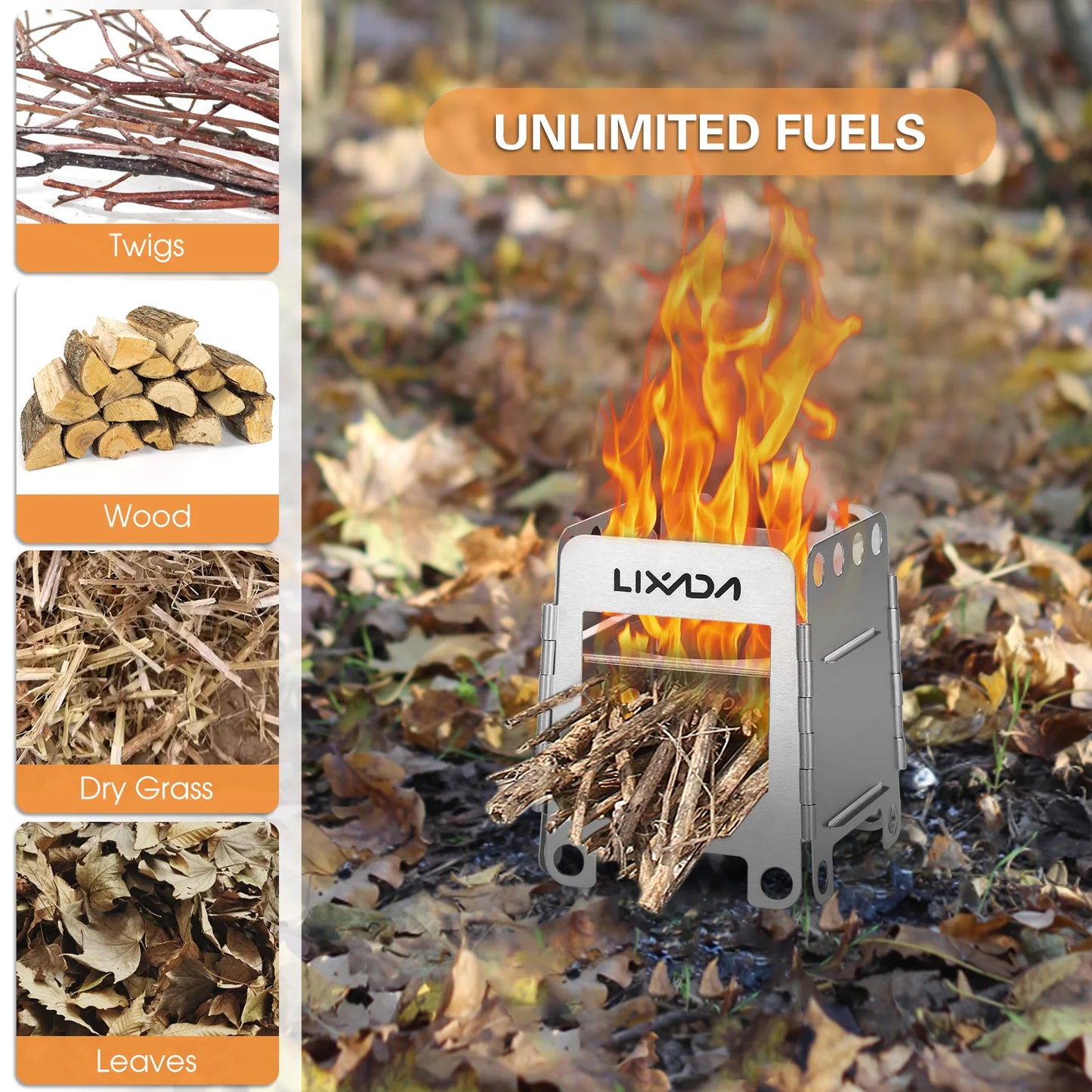 Portable Stainless Steel Lightweight Folding Wood Stove