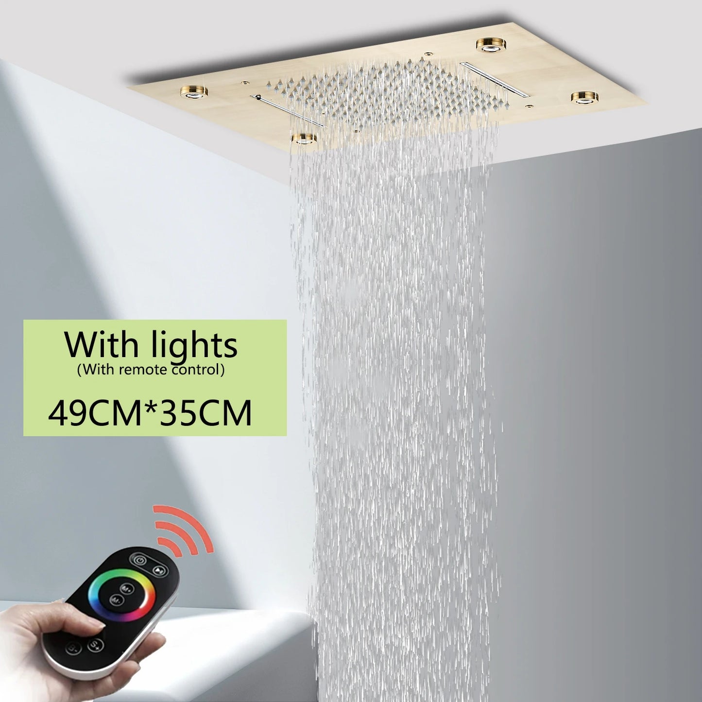 Brushed Ceiling Shower Head with LED Lights