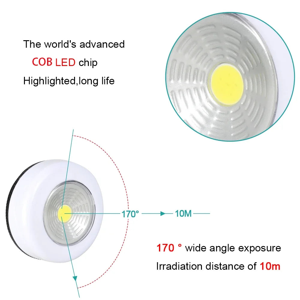 COB LED Under Cabinet Light With Adhesive Sticker Wireless Wall Lamp Wardrobe Cupboard Drawer Closet Bedroom Kitchen Night Light