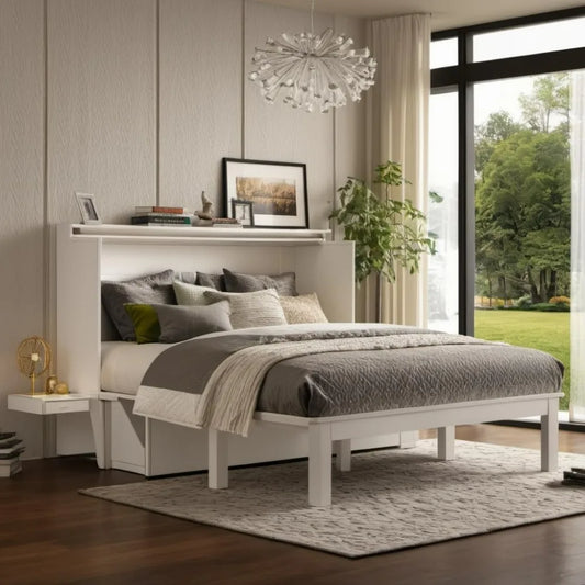 Murphy Bed Queen with Desk USB Port,& Murphy Bedframe for Bedroom