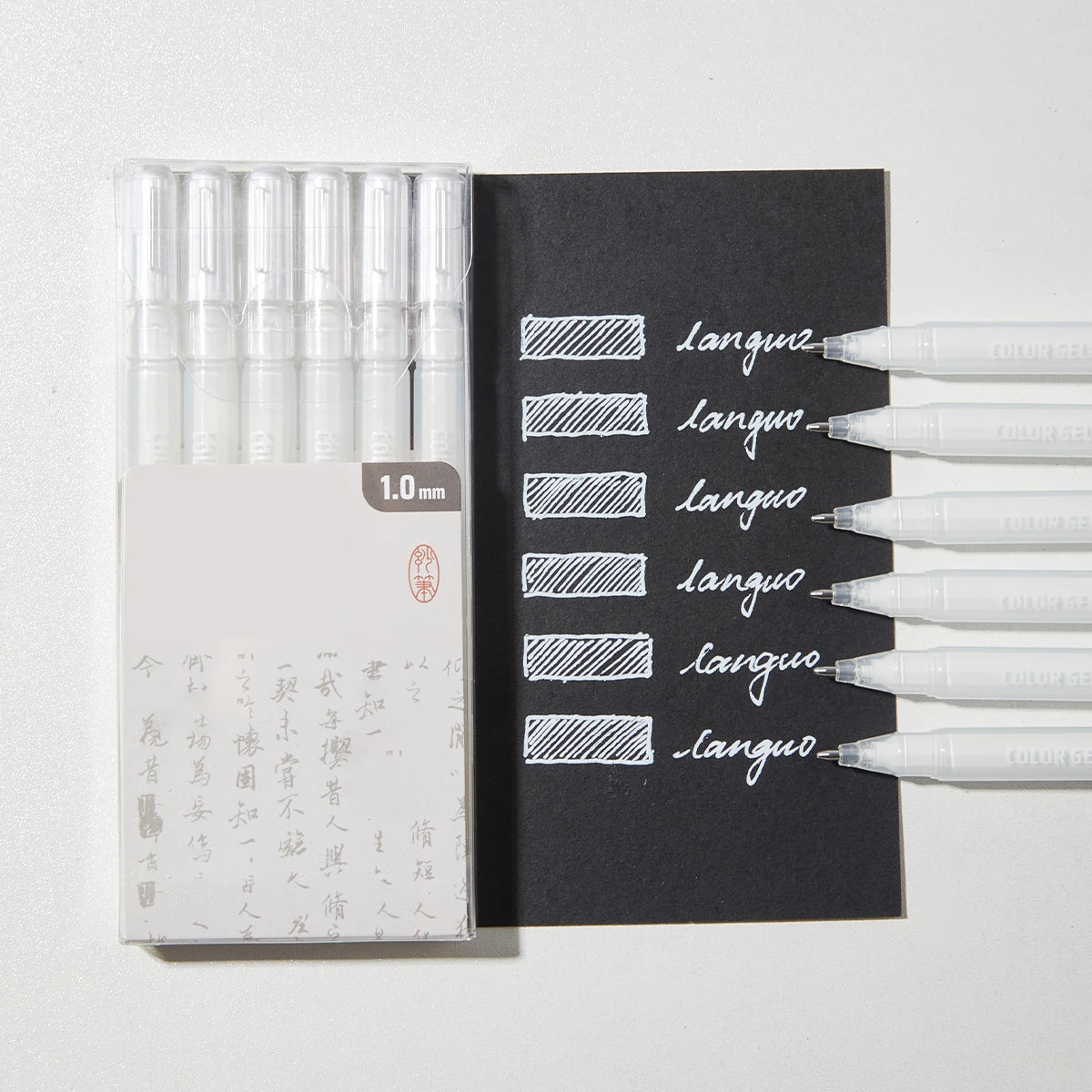6pcs color highlighters 
suitable for notebooks, writing, greeting cards, school stationery, holiday gifts