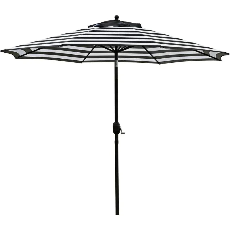 9' Patio Umbrella Outdoor Table Umbrella with 8 Sturdy Ribs (Black and White)