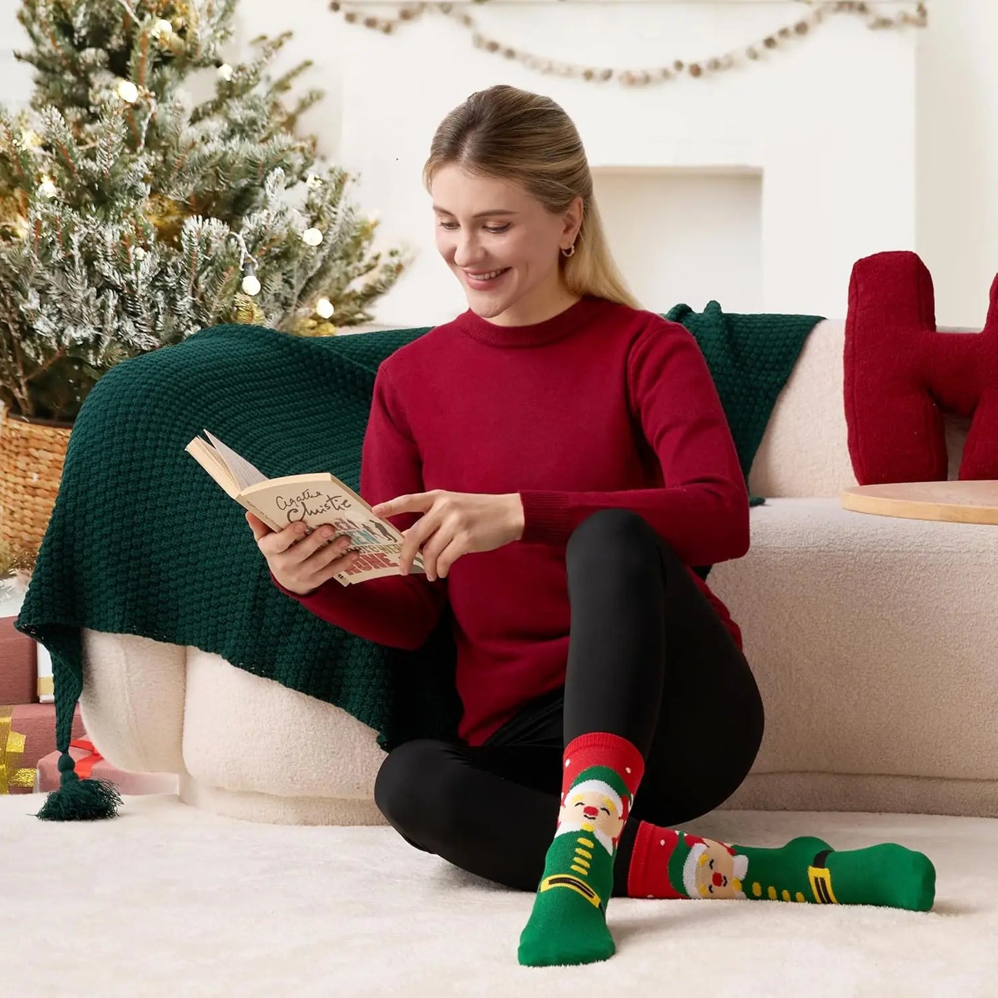JOYFY 12 Pairs Christmas Socks Christmas Crew Socks for Women Holiday or Birthday Gift