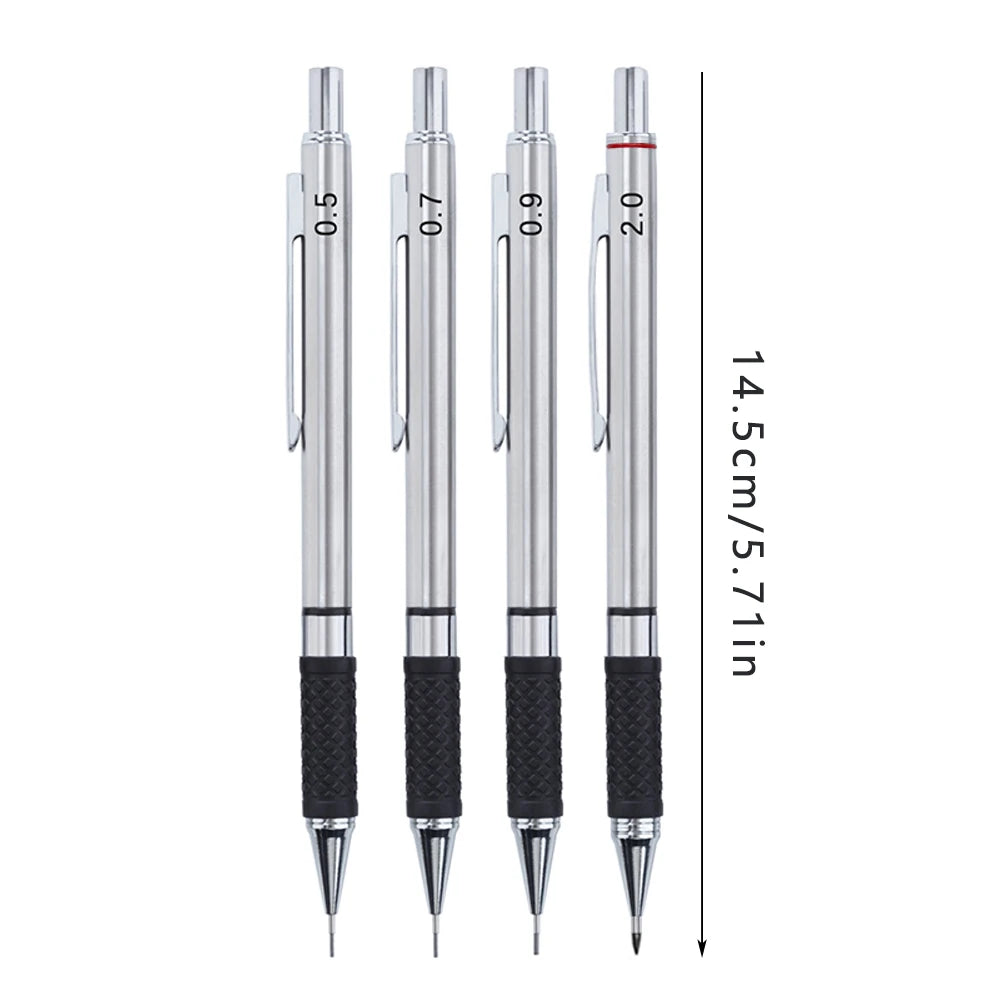 Metal Mechanical Pencil set with pencil grip 
Leads Art Drawing Student
 Office Supplies 0.5/0.7/0.9/2.0mm Automatic Pencil