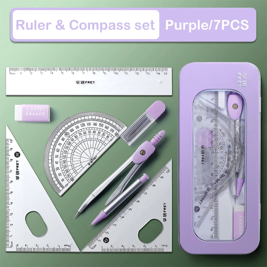 7 Pcs/Set Mathematical Rulers Set 
Multi-function Professional Compass Ruler
 Drawing Tools School Supplies Students Stationery