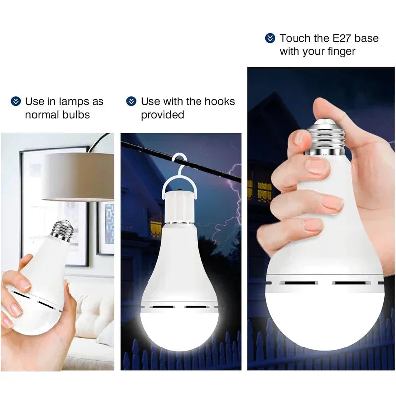 LED Rechargeable Light Bulb 7w 9w 12w 15w 85-265V 
Emergency Bulb Portable Hanging Camping Lamp for Tent
 Home Power Failure Porch
