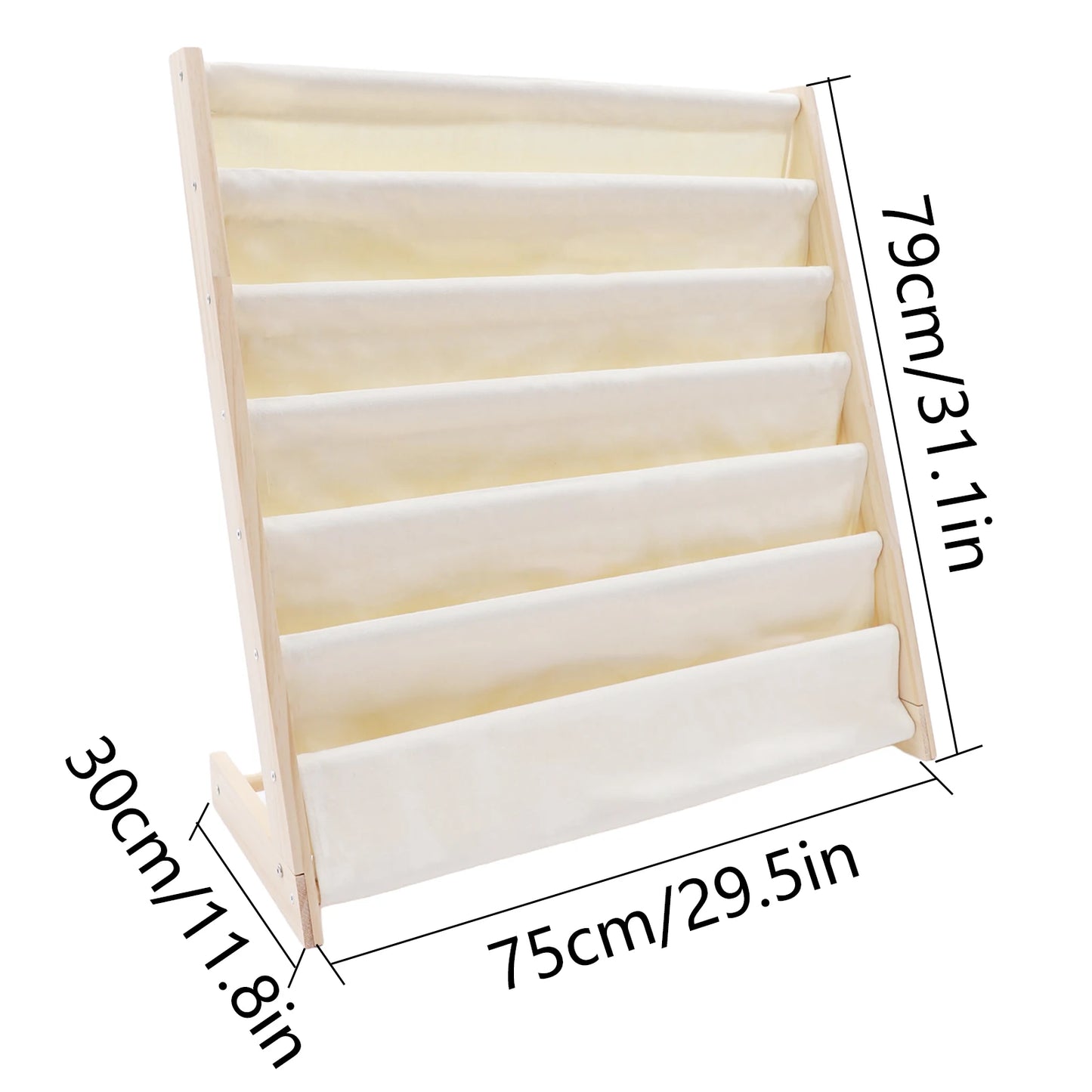 Natural Beige 6-Layer Book Rack 29.5x11.8x31.1 Inch Kids Bookshelf Books Toys Storage Organization