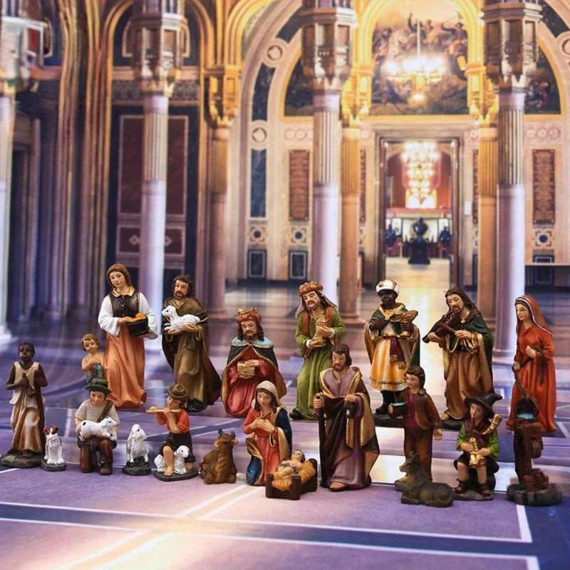 20pcs/ Set Christ Birth of Ornament Gifts Nativity Scene
Crafts Resin Christmas Manger Decoration Catholic Figurines