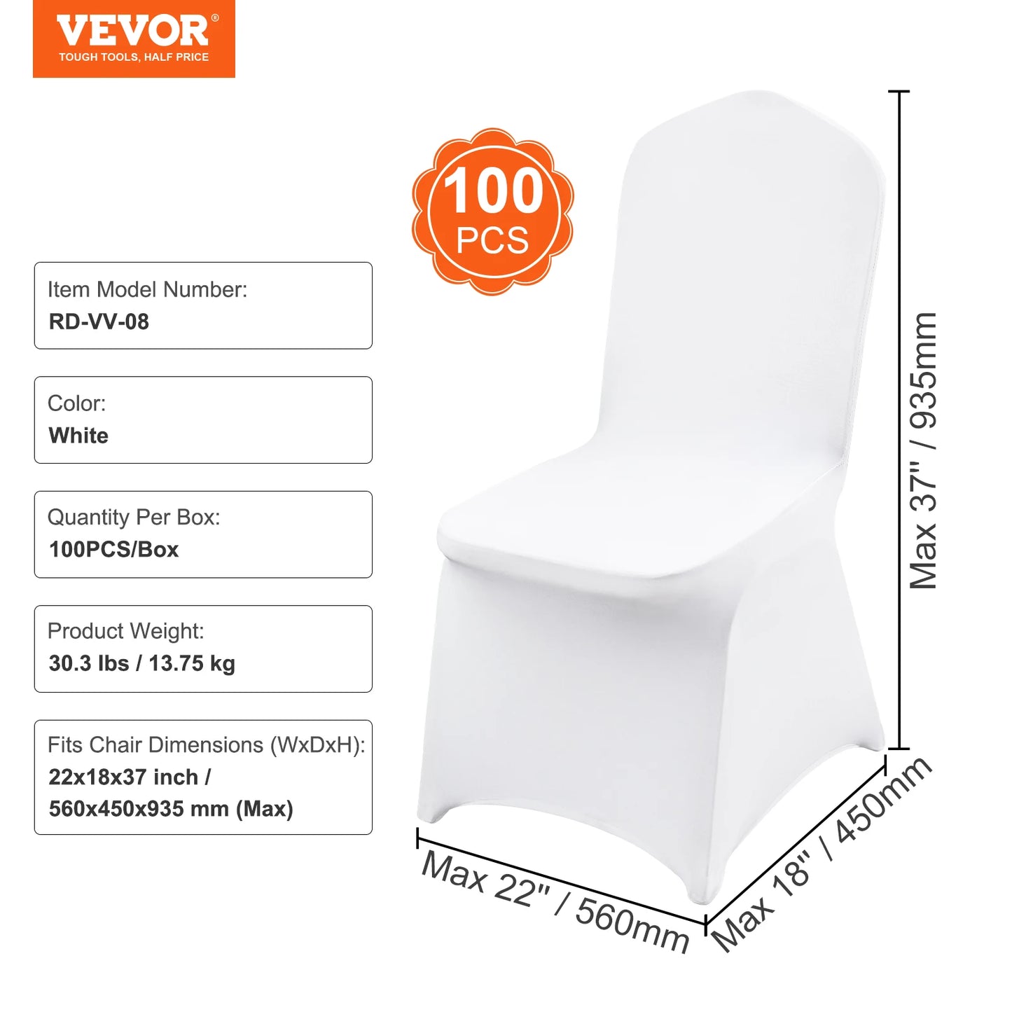 SucceBuy12/30/50/100Pcs Wedding Chair Cover
 Spandex Stretch Slipcover for Restaurant Banquet Hotel Dining Party White Cover