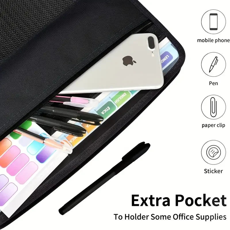 Accordion File Organizer with Safe Zipper,
 13 Pocket Expanding File Folder with Front Pencil Pouch, 
 School Office Supplies