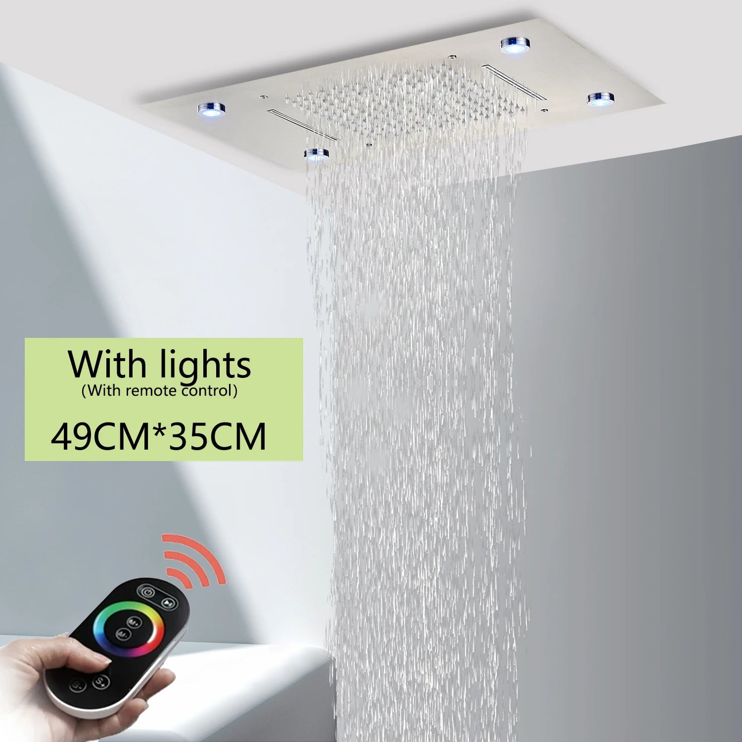 Brushed Ceiling Shower Head with LED Lights