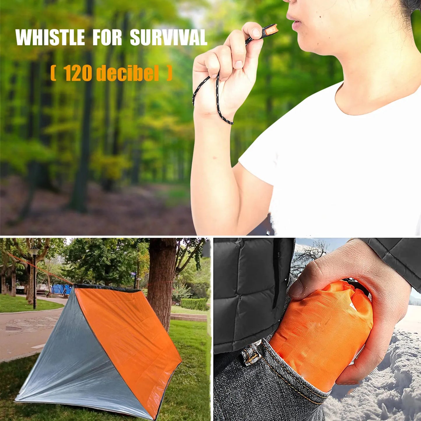 2 Person Emergency Shelter Bivy Survival Tent Kit
 Mylar Tube Tent Sleeping Bag,
 Waterproof Outdoor .SOS Thermal Blanket Reusable